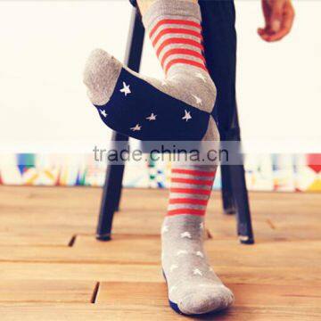 Custom White Striped And Star Design Half Terry Elastic Cuff Cotton Men Sport Socks Quality Choice photo-2