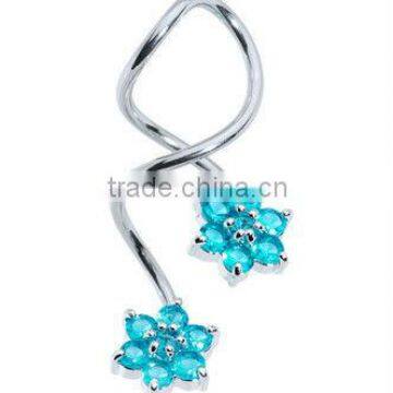 Flower CZ Super Spiral Twister Belly Ring