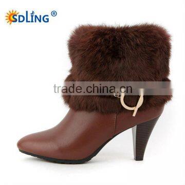 genuine leather high heel shoe boot