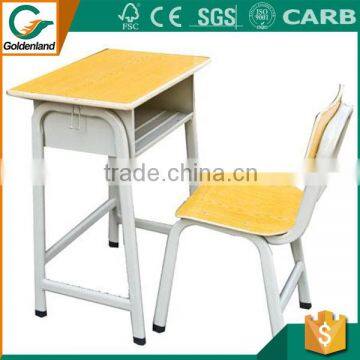 single steel wooden school desk and chair