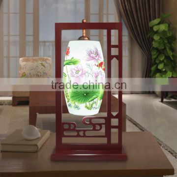 Jingdezhen ceramic wood crafts bedside Hotel table lamp