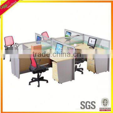 Chipboard modern office partition workstation cluster of 4 workstation