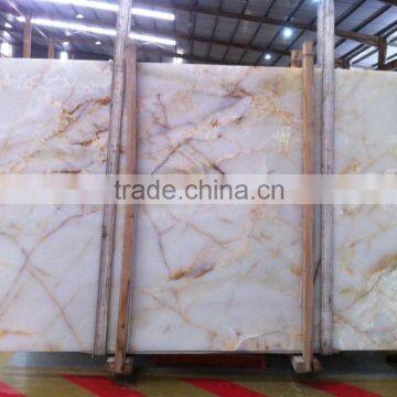 High light transmittance white onyx; white onyx with rusty veins