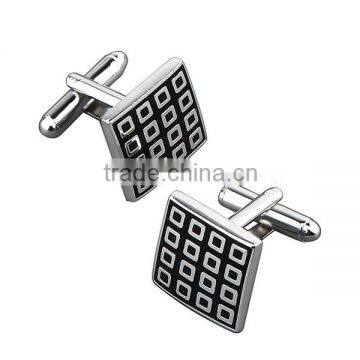 Aigner Cufflink BasAcc Black/ Silver Grid Square Cufflink Make Custom Cufflinks