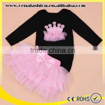 Crown Pink Romper Skirt Wholesale Baby Girl Clothes Set Quality Choice photo-6