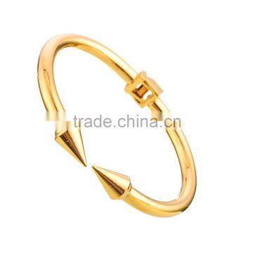 Yellow Gold Stainless Steel Conical Fashion Cuff Men Bangles