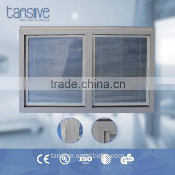 aluminum profile single tempered glass fixed window design with internal blinds