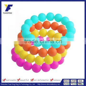 gold white silicone teething bracelet beads