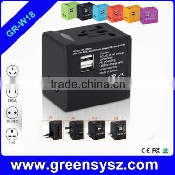 GR-W18 Corporate Gift Universal Electric Travel Adapter With 2 Usb Ports for Traveling photo-2