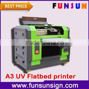 High quality A3/A4 size multifunctional UV led flatbed printer for plastic glass wood carpet marble leather printing