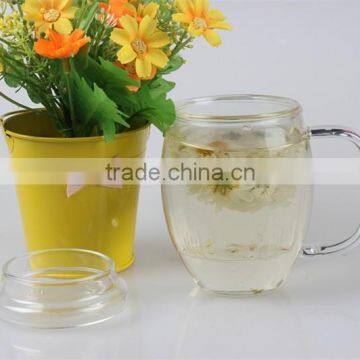 New Product Handmade Clear Borosilicate Drinking Glass Tea Coffee Cup With Filter With Lid