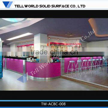 Elegant night club bar counter design led lighted Man made artificial marble bar counter