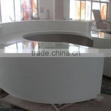 TW solid surface semi circle reception desk high gloss white