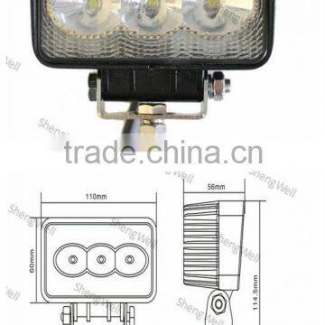 3.5" 9--32V Rectangle 9w LED work light IP67 ShengWell auto factory offroad led work light 9w led work light