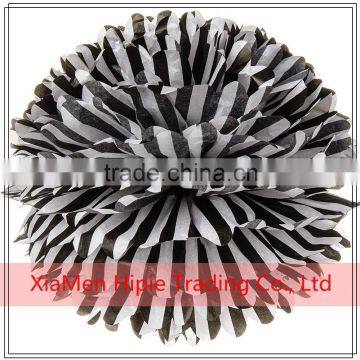 15" Black Striped Tissue Paper Pom Poms Wedding Shower Party Decor