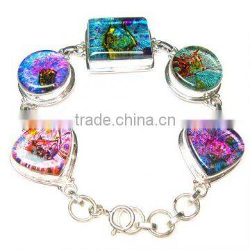 Dichroic Glass Bracelet, Silver Bracelet, Dichroic Glass Jewelry