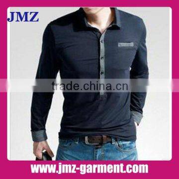 100% cotton plain black long sleeve polo shirt