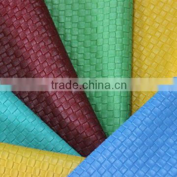 Weave embossed PVC upholstery leather fabric for sofa usage