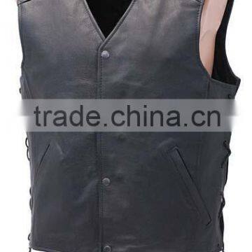 Round Bottom Black Leather Vest