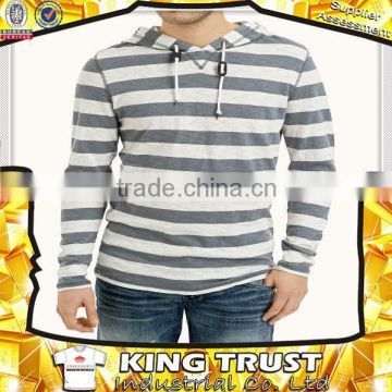 Men's color-stripe hoodies, pure cotton pullover hoody for man