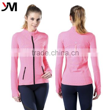 Digital Printing Nylon Spandex Women Sports Running Jogging Wear Autumn Jacket