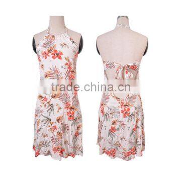 2016 Hot sale style printed fabric halter maxi dress summer