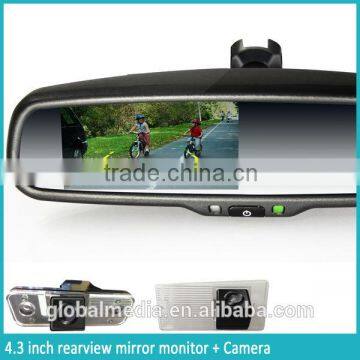 High definition temperature and compass car rear view mirror monitor with reverse camera display