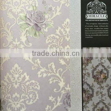 High quality beautiful flower thick vinyl wallpaper for sale