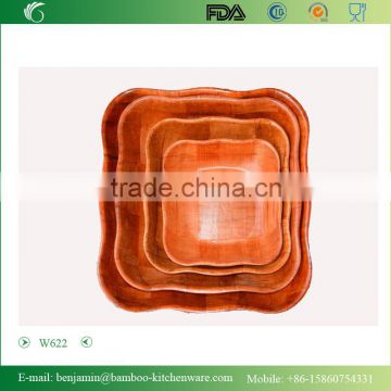 W622/ Rectangle Wooden Woven Snack Bowl, Woven Salad Bowl