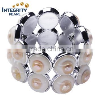 cheap wholesale rubber band double layer shell pearl elastic pearl bracelet