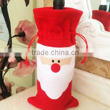 Promotional christmas decoration, hot sale santa claus bottle case, christmas red wine bottle cover