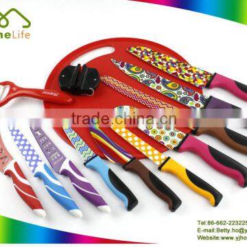 Colorful pattern painting coating stainless steel kitchen knife set