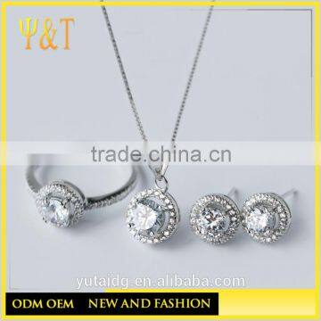 Jingli jewelry China factory sterling silver indian bridal diamond jewelry sets, artificial bridal jewelry sets(AT-001)