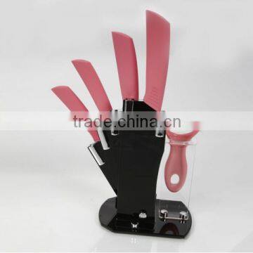 CK-6037 New Design 4 Pcs Kitchen Knife Set With Ceramic peeling and acrylic holder for Kitchen Knife Set