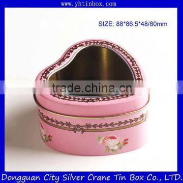 Heart Shape gift tin box/ chocolate tin box with PVC window