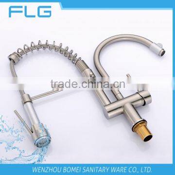 Useful Nickel Brushed UPC Pull Down And Rotating Spout Combined In One Kitchen Sink Faucet Mixer Tap FLG3763 photo-2