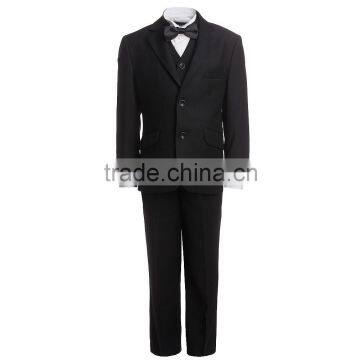 Black Two Buttons Regular Fit Tailored Made Boys Suits for Wedding Party (Jacket+Pants+Bow+Vest+Shirt) NS031 Boy Wedding Tuxedo