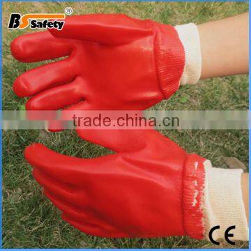 BSSAFETY Red PVC coated oil resistant hand gloves manufacturers in China