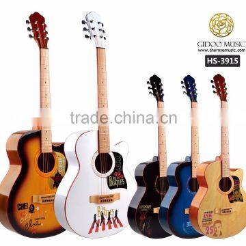 Christmas gift acoustic guitar with different decorative pattern made in China HS3915
