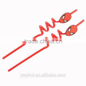 Spider man wholesale hard plastic flexible straw