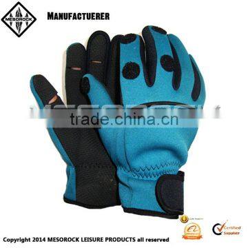 Neoprene foldback fingerless gloves/ slit finger fishing gloves