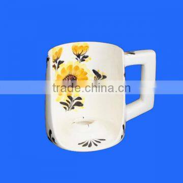 Ceramic Mug Style Charm Sunflower Taper Candle Holder