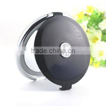 LED Folding Black Compact Travel Makeup Mirror 2 Sided 10X Magnified And 1X True View With LED Lights photo-3