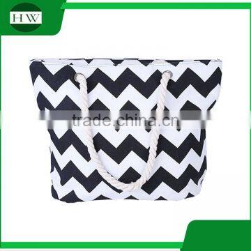 Very popular various chevron style custom canvas tote bag woman handbag