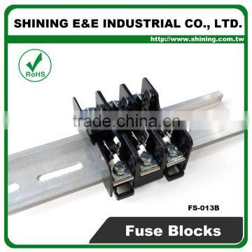 FS-013B 600V 10 Amp 3 Way Midget Type Din Rail Glass Fuse Block