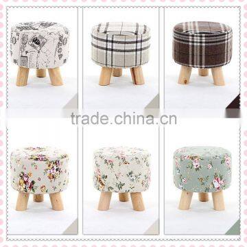 Trade assurance Mini cute wooden stools for kids linen chair wholesale