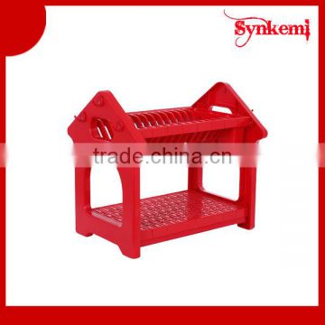 Plastic two tiers kitchen cabinet dish rack