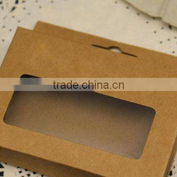 Supplier kraft Paper packaging box with clear window for cell phone accessories, paper boxes