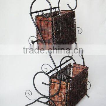 2 Tier Scroll Design Magazine Storage Wicker Rack or Magazine Holder photo-2