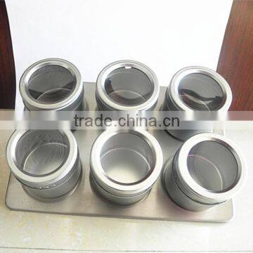 6 Pcs Spice Herb Use Airtight Magnet Spice Tin Jar Set With Tray photo-2